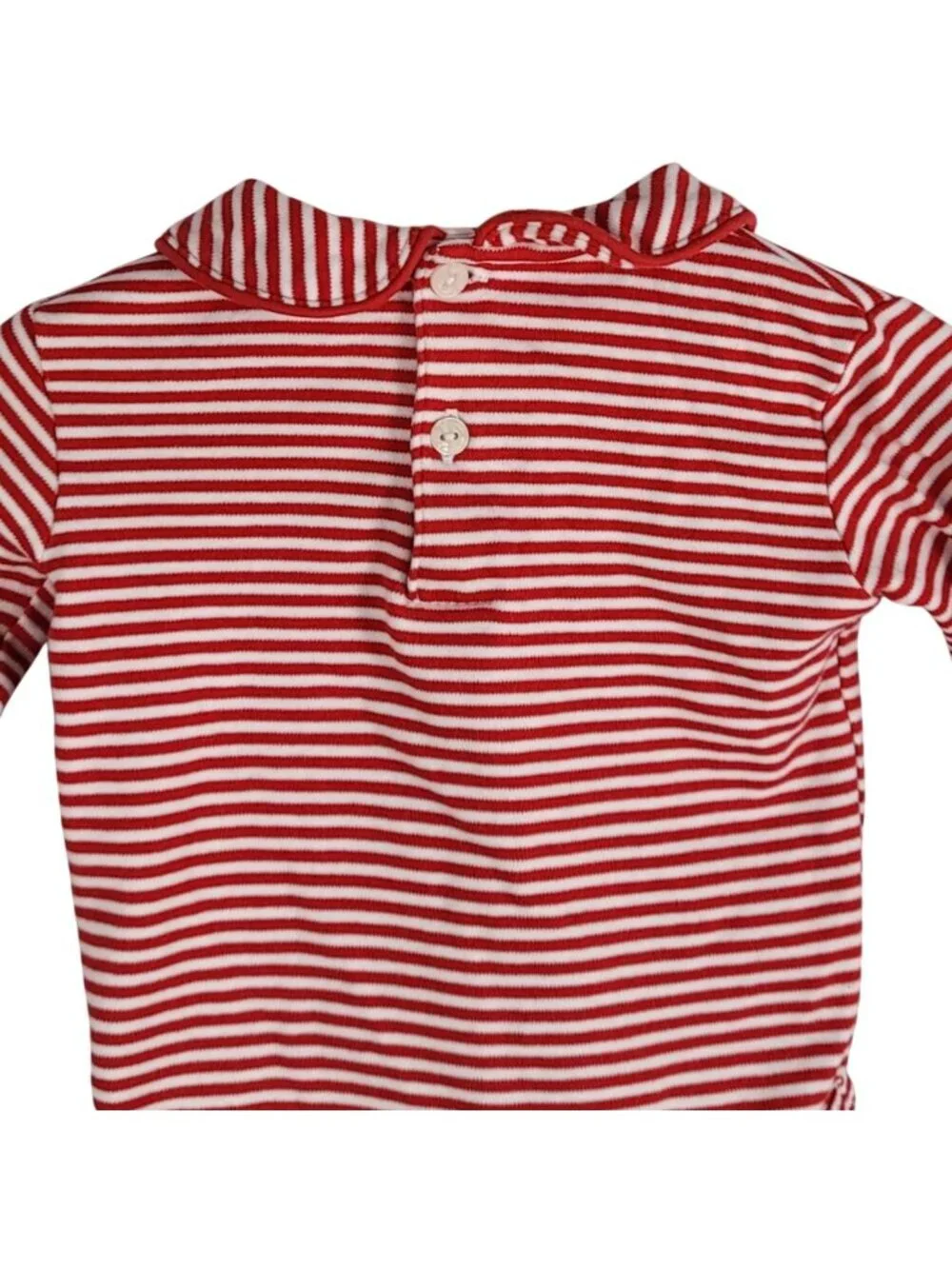 Little English Bodysuit Red White Striped 3M Romper Long Sleeve Collar Unisex